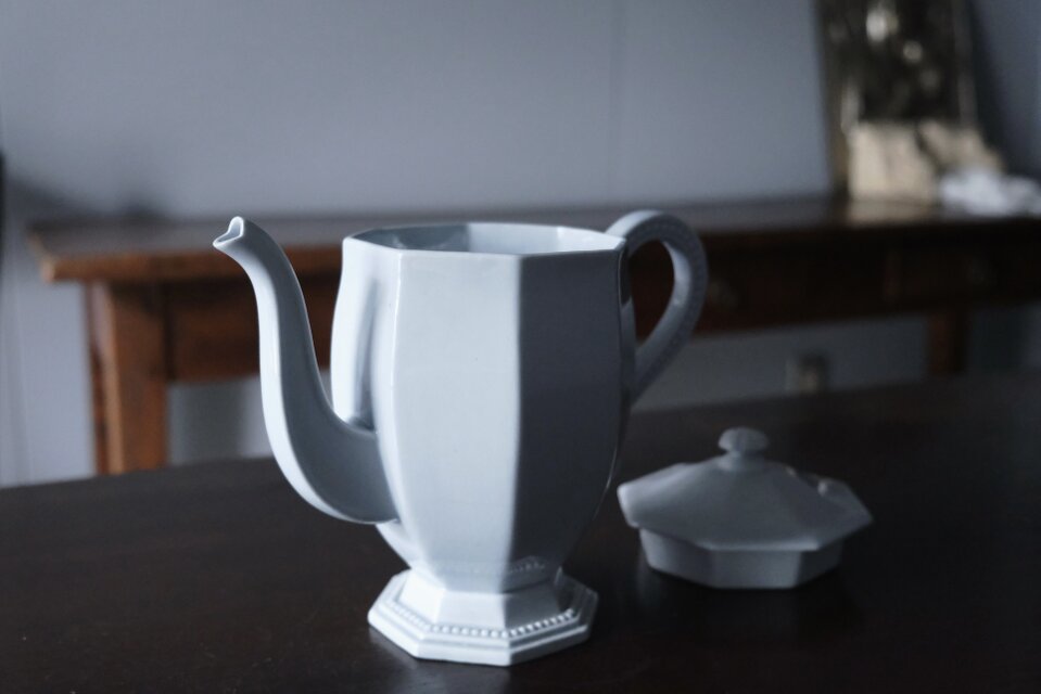 Creil&Montereau 水色 オクトゴナル カフェティエール フランス