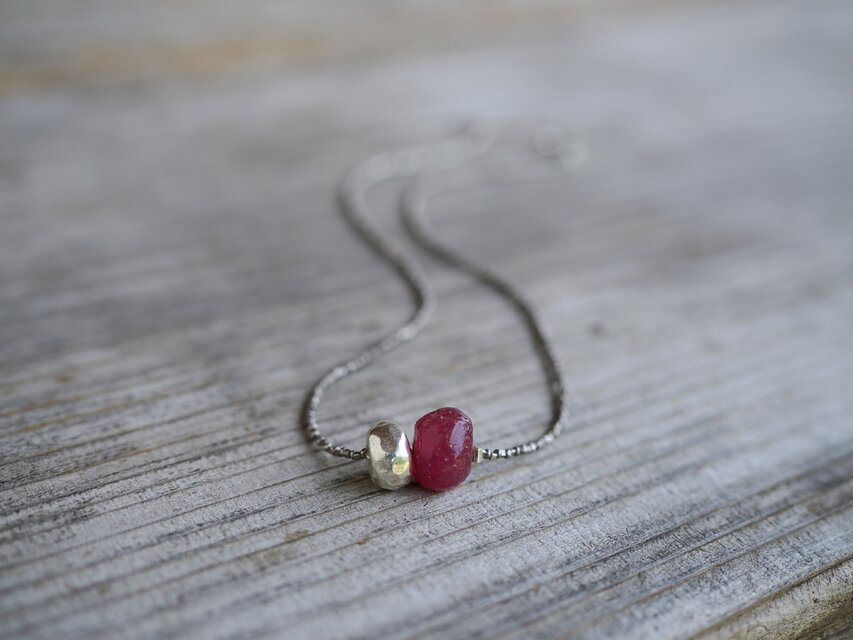 <MTO> -Rough ruby- short necklace