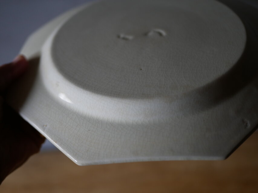 専用です　アンティーク　オクトゴナル　八角形 フルール・ド・リス　エタン アンティーク オクトゴナル 八角形 プレート フルール・ド・リス