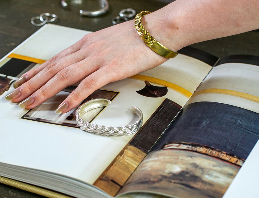 Vintage style braided bangle / 四つ編みバングル シルバー925・真鍮