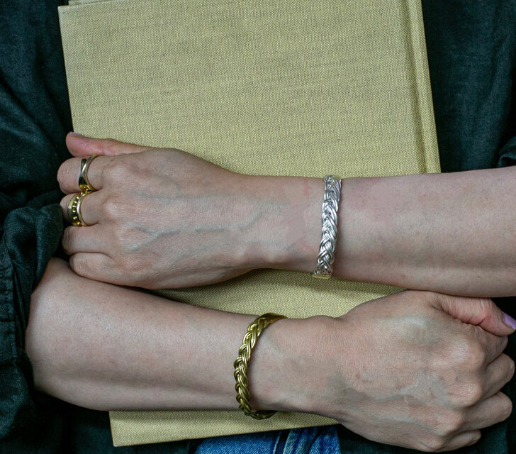 Vintage style braided bangle / 四つ編みバングル シルバー925・真鍮