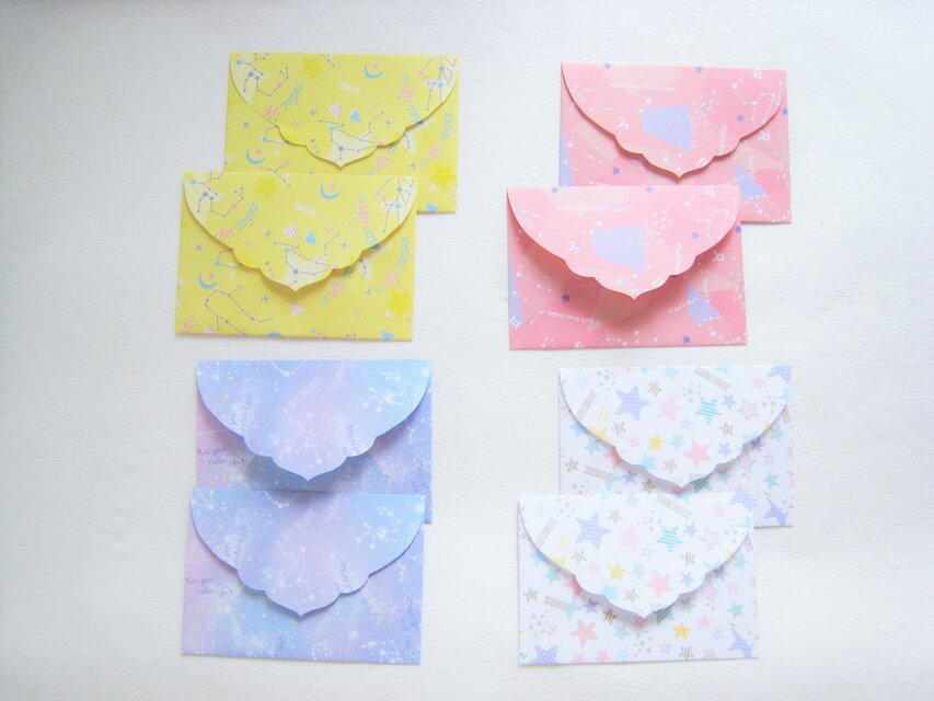 星座柄のミニ封筒(8枚セット）