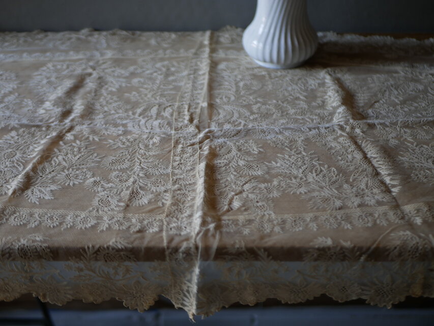 フランス　アンティーク　レース　テーブルクロス アンティークレース テーブルクロス フランスアンティーク