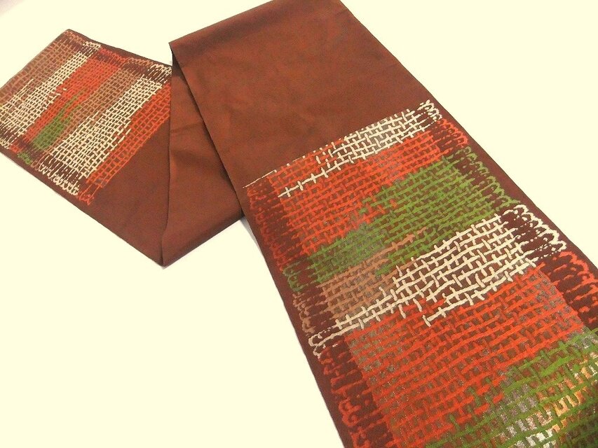 16)2319】199cm/新品・格子文様/テーブルランナー・ピアノカバー等/帯