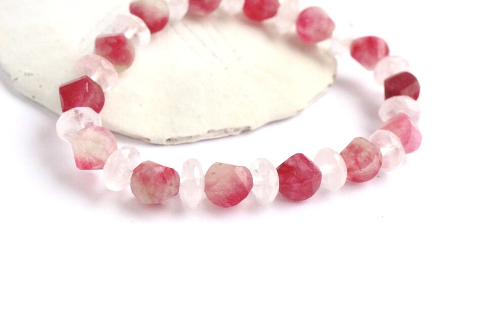 ピンクジェイド KIRAKIRA × ローズクォーツ　ブレスレット