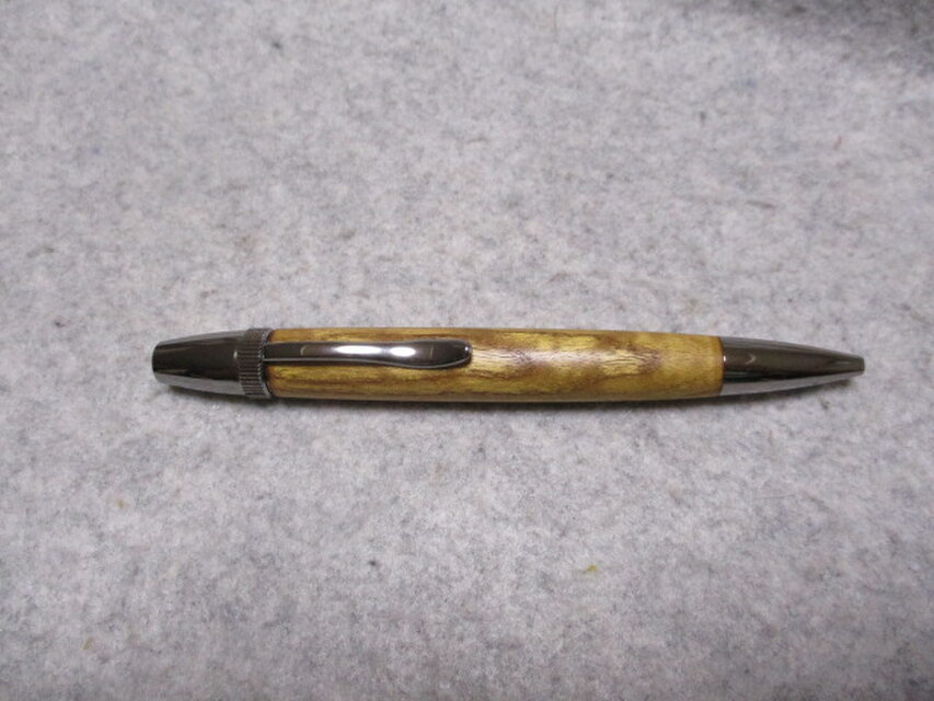 御蔵島桑　金桑　ギラ杢　椿油仕上げ　回転式ロングパトリオットボールペン