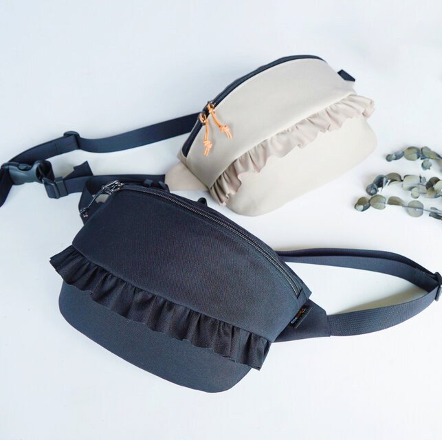 【Lサイズ／大容量】撥水CORDURA®×フリル｜2WAY軽量ショルダーバッグ