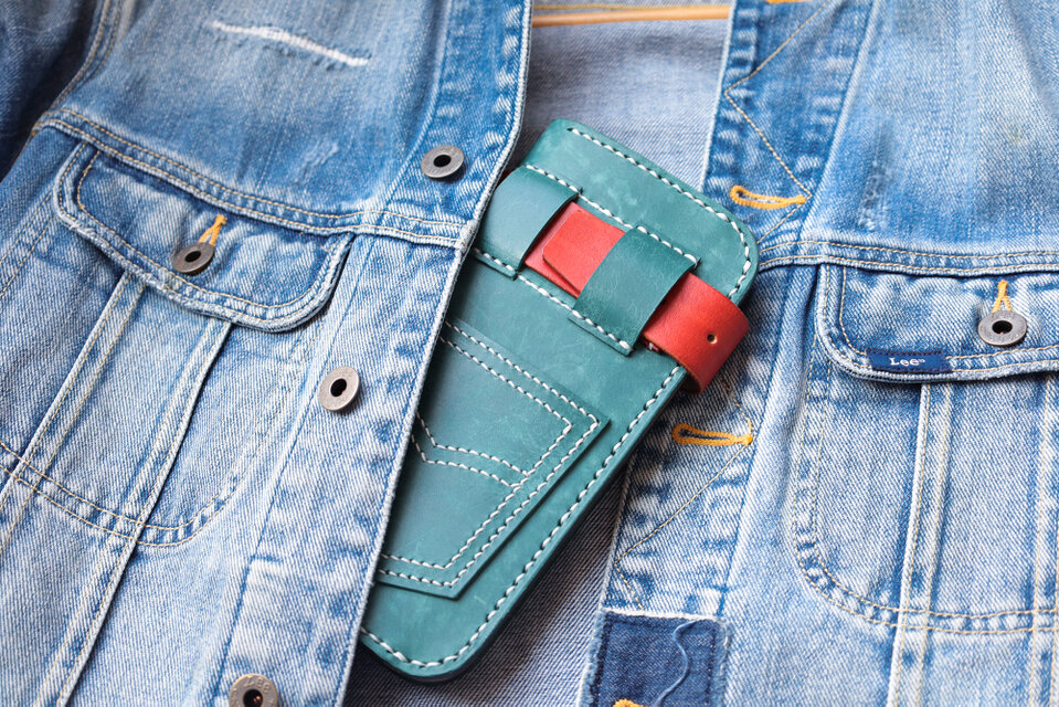 Urban Cowboy｜デニム風レザー長財布・ユニセックス・本革ハンドメイド