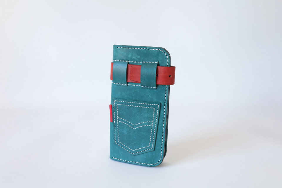 Urban Cowboy｜デニム風レザー長財布・ユニセックス・本革ハンドメイド