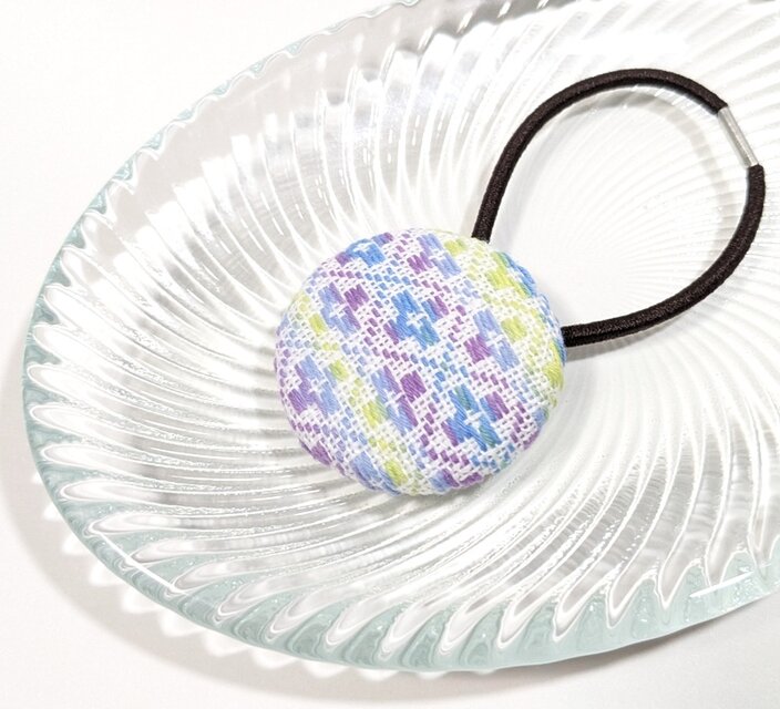 こぎん刺しヘアゴム／紫陽花ゼリー