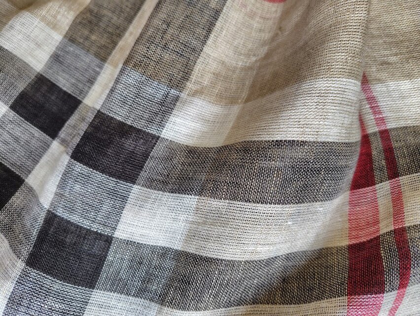 ☆丈79㎝まで☆リネン100%☆チェックのギャザースカート☆受注