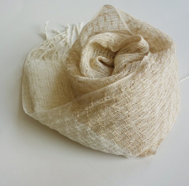 ☆七夕フェア☆手織りリネンシルクストール・・バイカラー