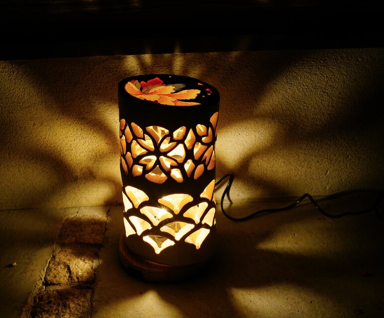 ◆全面彫◆竹灯り・竹あかり・竹灯籠　 ～～ 癒しの灯り ★光の華々★～～