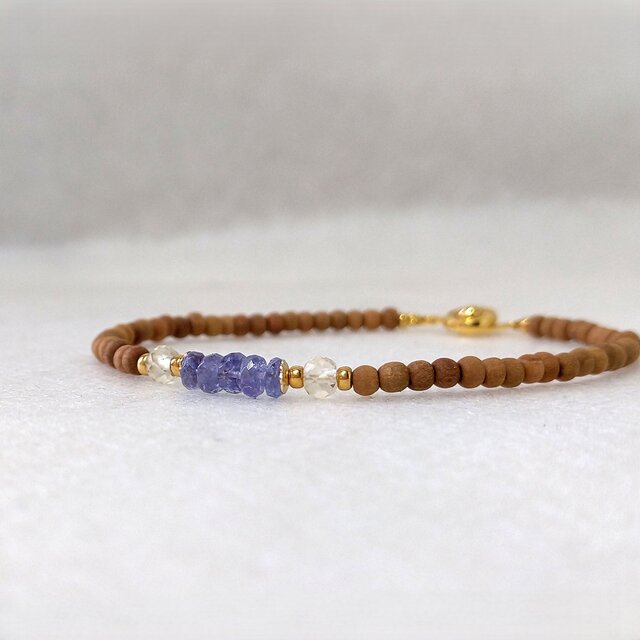 白檀ブレスレット　タンザナイト＆クリアシトリン【12月誕生石】