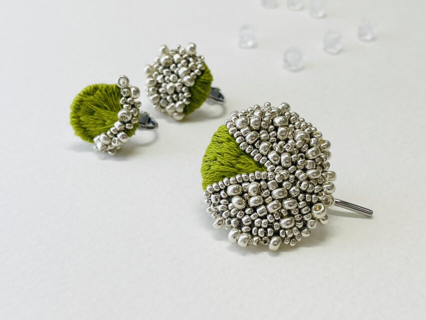 【 pistàcchio　ピスタチオ 】ﾎﾟﾆｰﾌｯｸ　金属ｱﾚﾙｷﾞｰ対応　h002グリーン緑