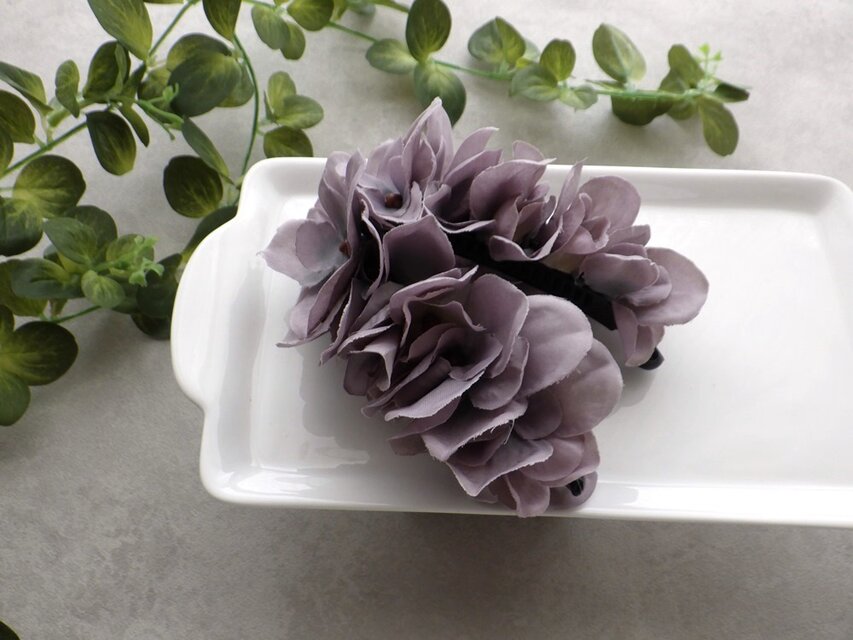 紫陽花のバナナクリップ ■ シックカラー 4色展開 ■  グレーパープル