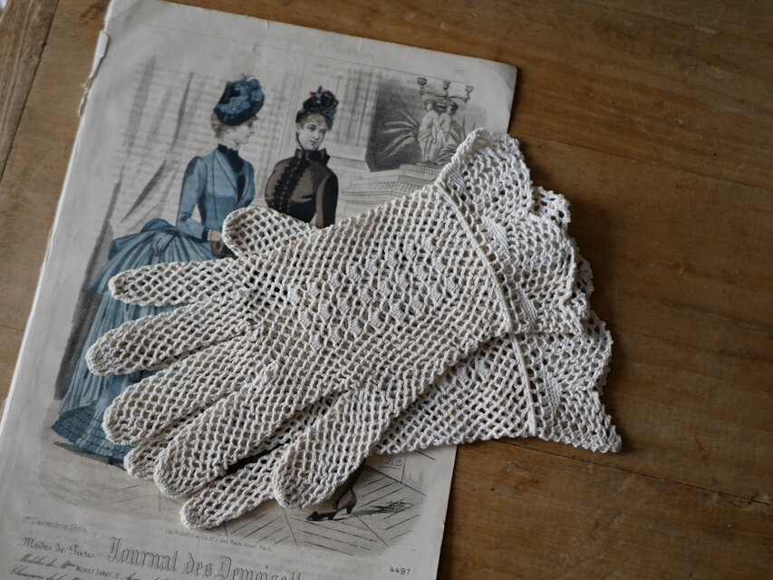 A  クロッシェレース　グローブ　フランスヴィンテージ　フランスブロカント