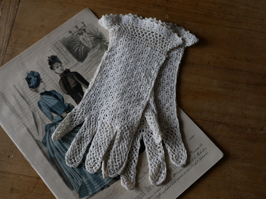 B クロッシェレース　グローブ　フランスヴィンテージ　フランスブロカント