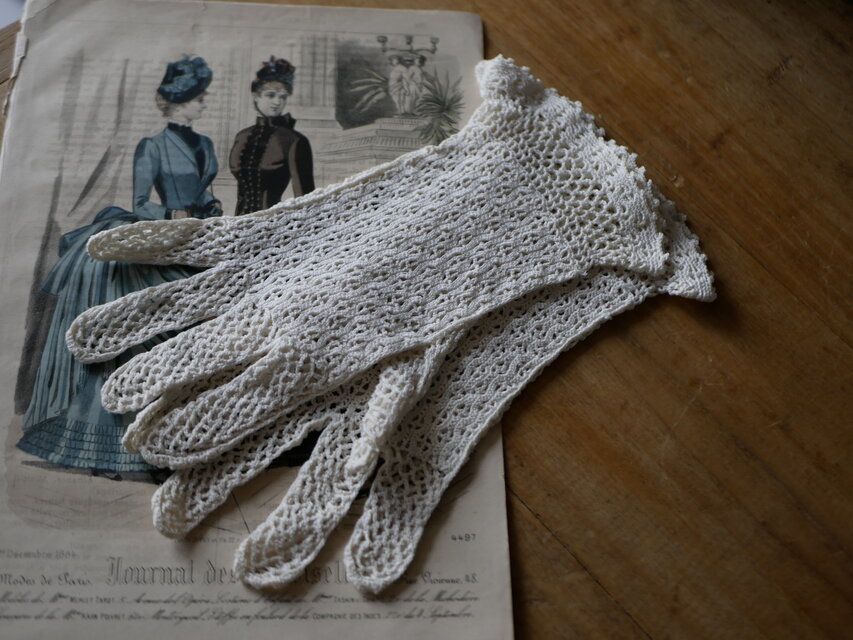 B クロッシェレース グローブ フランスヴィンテージ フランス