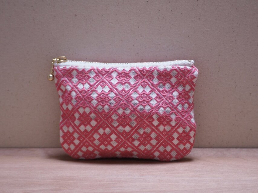 こぎん刺し　ポーチ　刺繍　kogin 総刺し