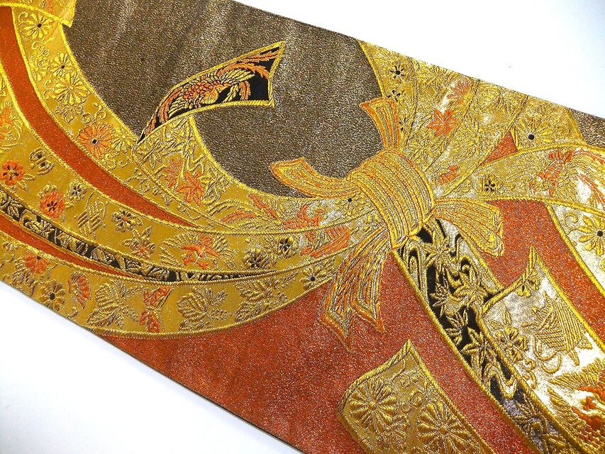 ✴️ひな祭り　テーブルランナー　兼タペストリー　新品❣️正絹　帯地　大　ハンドメイド 16)2326】214cm/新品・束ね熨斗慶長花文様/タペストリー・テーブル