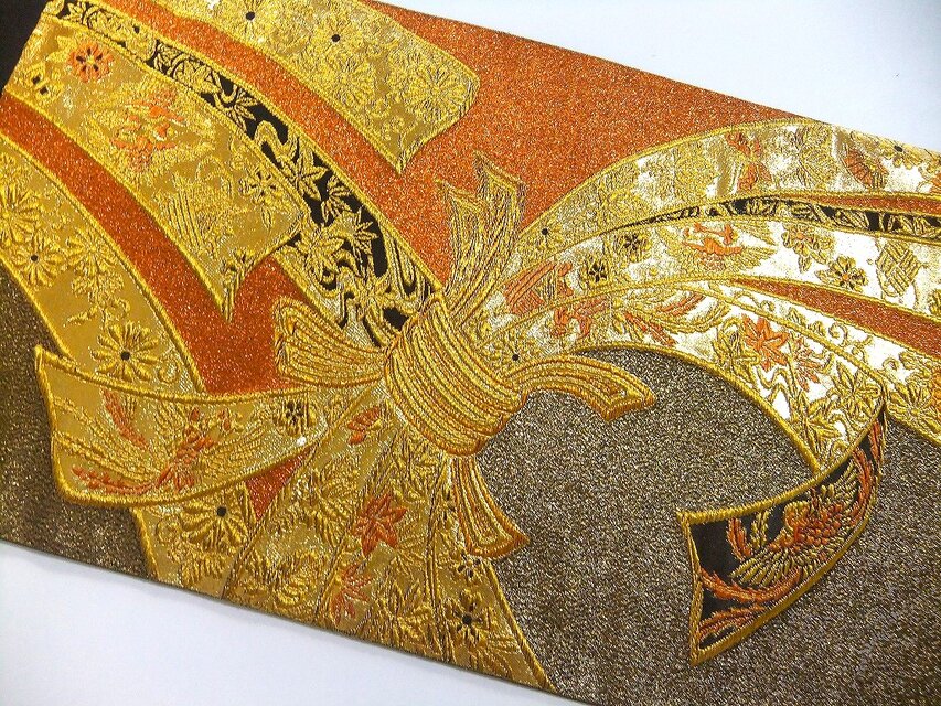 16)2327】31×74cm/テーブルセンター・敷物/新品・束ね熨斗慶長花文様