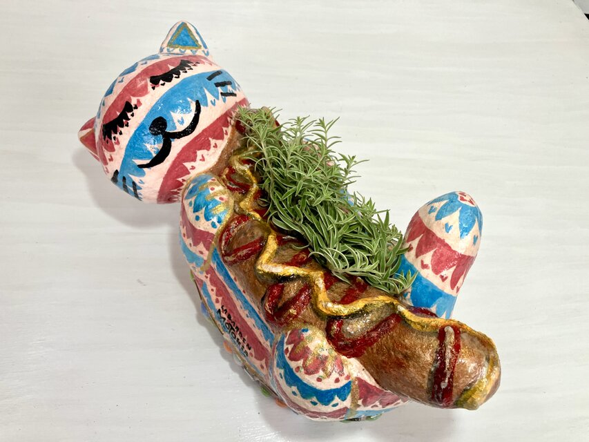 植木鉢 セメント ソーセージと猫形プランターオブジェ手作り | iichi