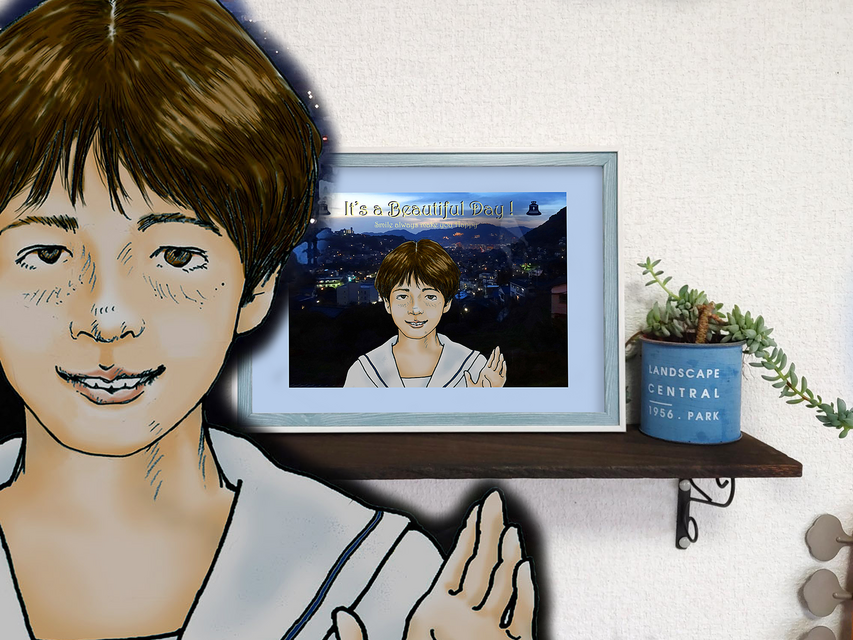 フレーム付き/アートポスター/そのままプレゼントに/すぐ飾れる/長崎の街/笑顔/A4/風情/情景/観光/旅/帰省/夜景