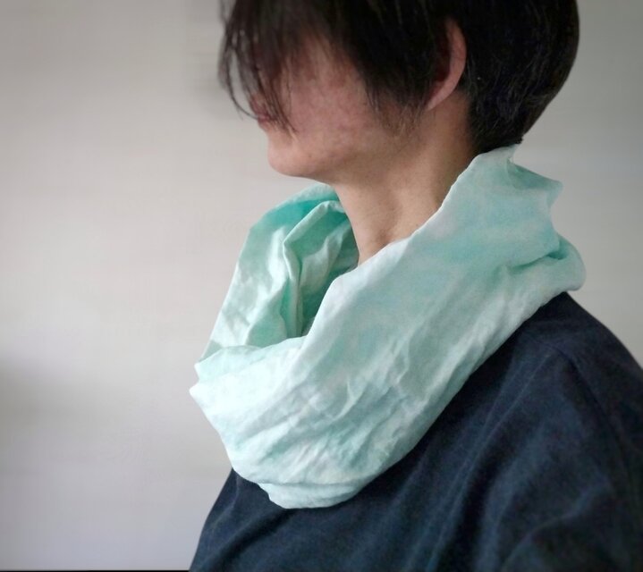 ガーゼスヌード　ムラ染めミント　送料無料