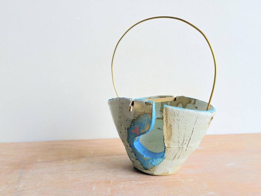 水色ピンク51　蚊やりクリップ式　真鍮とって　蚊取り線香ホルダー　蚊遣