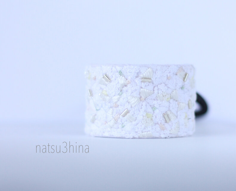 Pastel スクエアヘアゴム　ヘアゴム　刺繍　パステル　大人おしゃれ