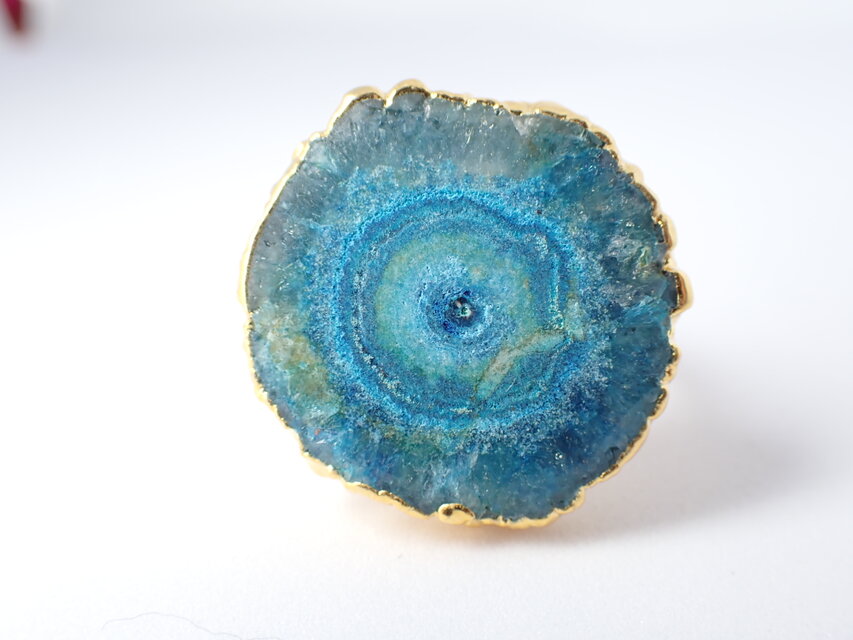 最新作入荷☆「ブルーフラワーソーラークォーツ」の世界で一つの天然石リング