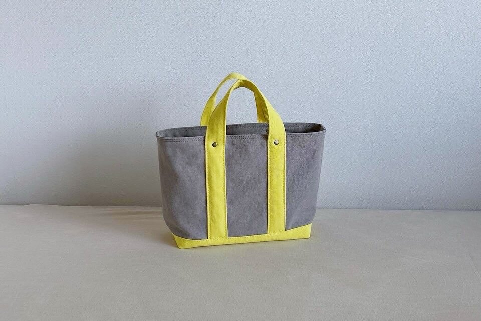 TOTE BAG -bicolor- (M) / lightgray × lemon