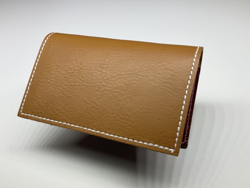 革靴の余り革で仕立てた一点物カードケース｜名刺入れにも　キャメル/シャンパンピンク/ブルースエード