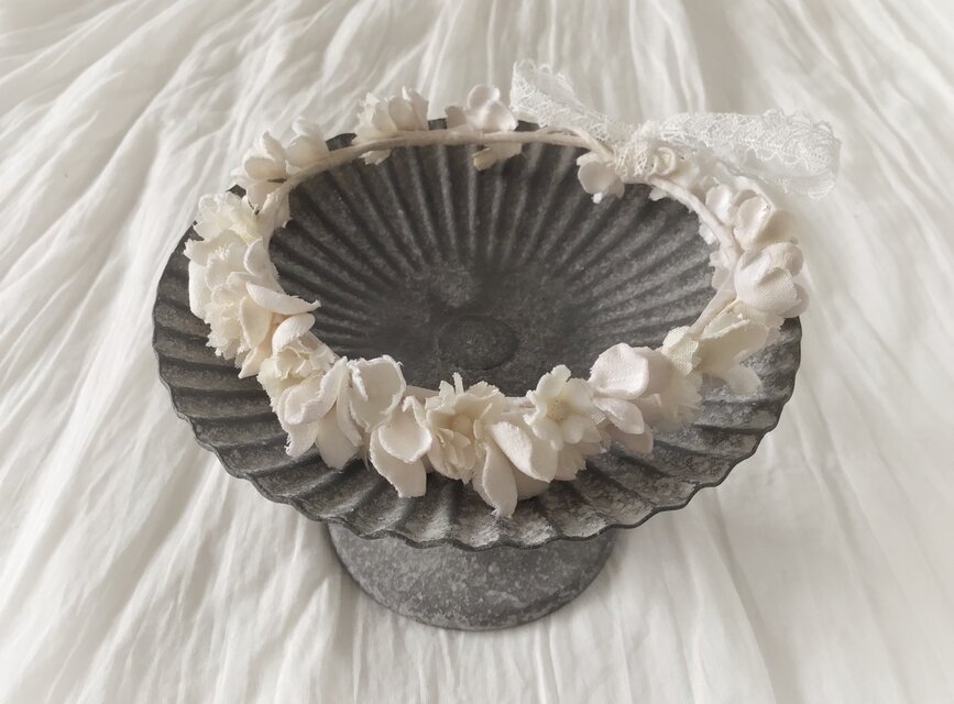 ドール用染め花の花冠（オフホワイト）