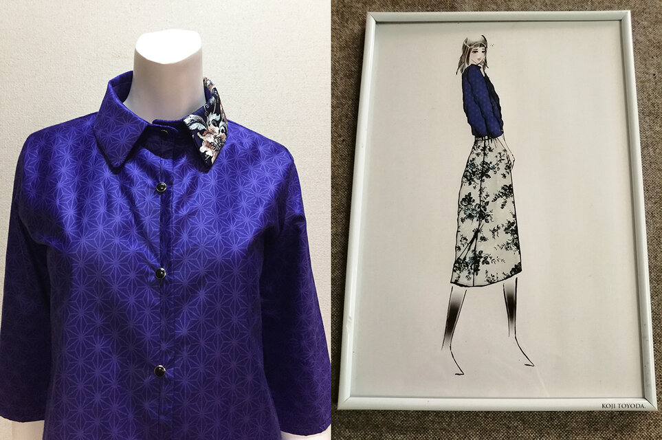 【1点もの・デザイン画付き】国産ブランド朱子織り生地ブラウス 1点もの・デザイン画付き】国産ブランド朱子織り生地ブラウス（KOJI