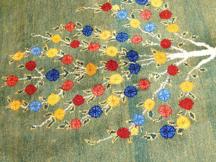 ペルシャ　ギャッベ リビング　168×120 グリーン　緑　生命の木　花 ペルシャ ギャッベ リビング 168×120 グリーン 緑 生命の木 花 絨毯