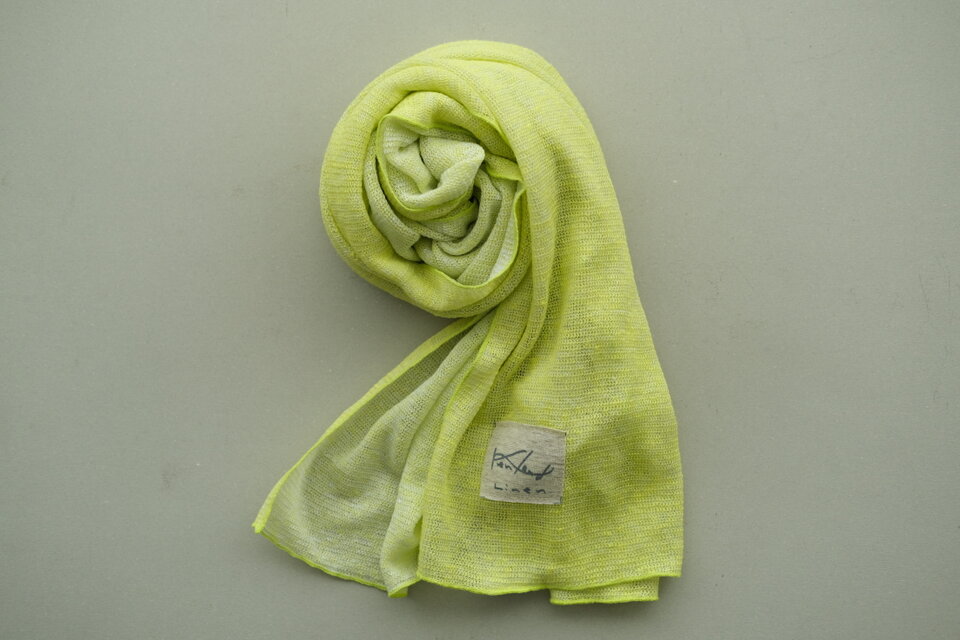 リネンニット　リバーシブルストール　レモン×ナイトグレー