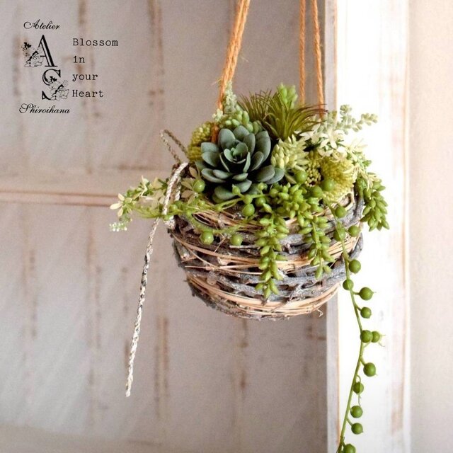 多肉たっぷり⋆ハンギングバスケット《無料メッセージ付き》