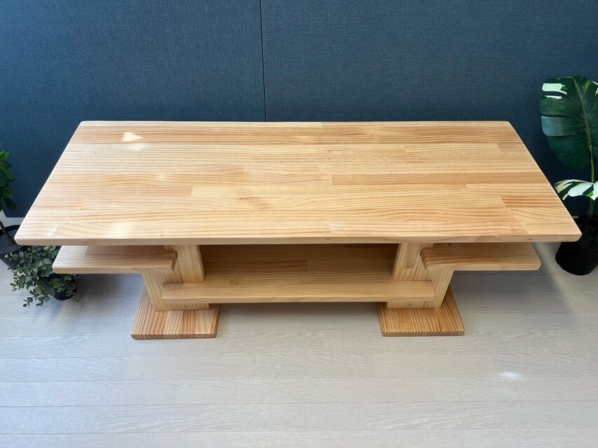 送料無料】 ローテーブル 木組みたっぷり収納 120cm 45cm パイン