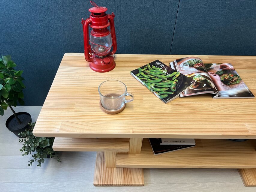 送料無料】 ローテーブル 木組みたっぷり収納 120cm 45cm パイン