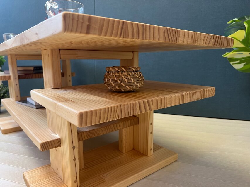 送料無料】 ローテーブル 木組みたっぷり収納 120cm 45cm パイン