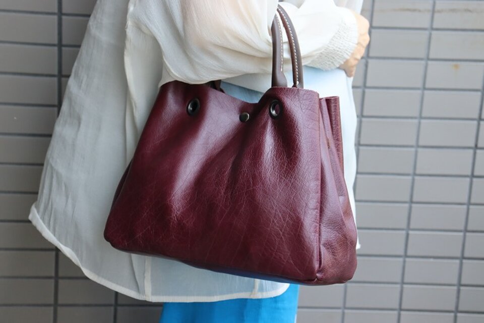 トートバッグ エンジ 軽量 柔らか クチャ ハンドメイド 726