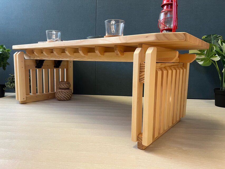 【送料無料】 ローテーブル 木組 やぐらテーブル 120cm 45cm パイン ナチュラル 折り畳み式