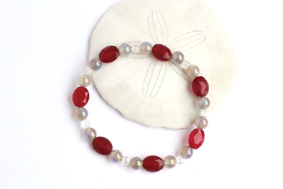 レッドジェイド × グレーオニキス　ブレスレット