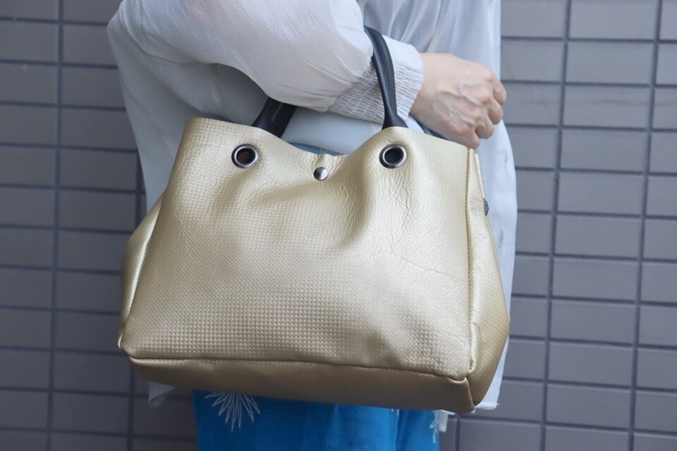 トートバッグ ゴールド 軽量 自立 ハンドメイド 727