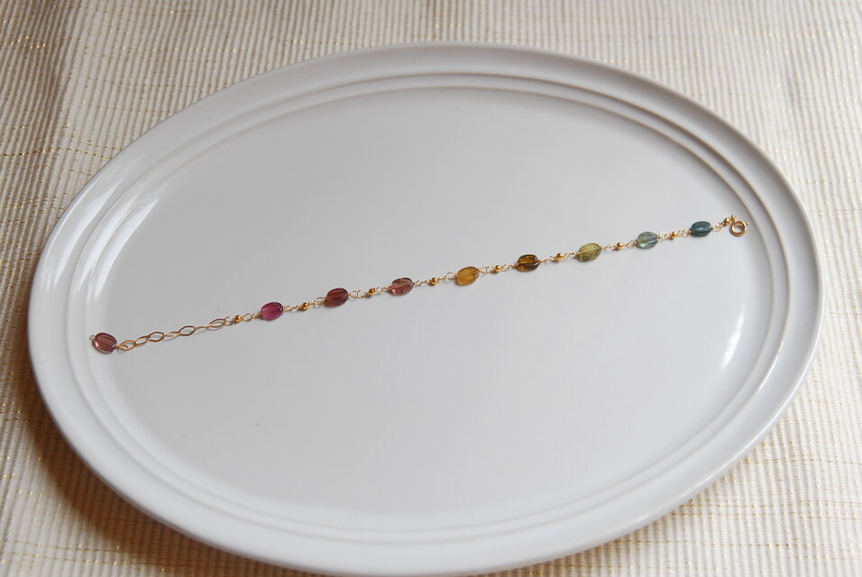 オーバル型トルマリンのブレスレットno.1 14kgf
