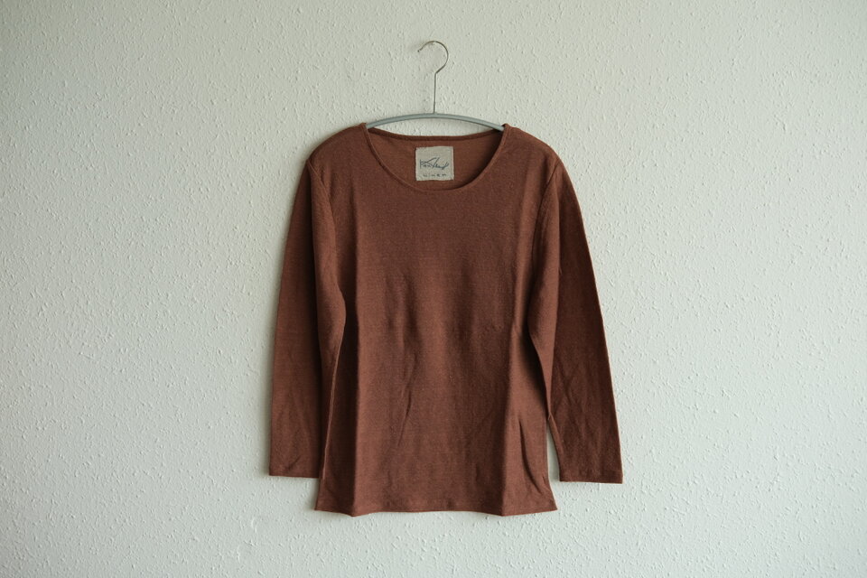 リネンコットンアンダーウェア　7分袖（ミルクティー・レディースSサイズ）