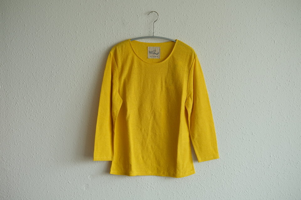 リネンコットンアンダーウェア　7分袖（きはだいろ・レディースSサイズ）