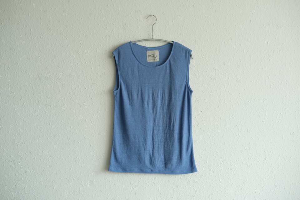 リネンコットンアンダーウェア　ノースリーブ（スマルト・レディースSサイズ）